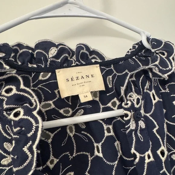 Sezane Navy Mathilda Shirt - Picture 6 of 8